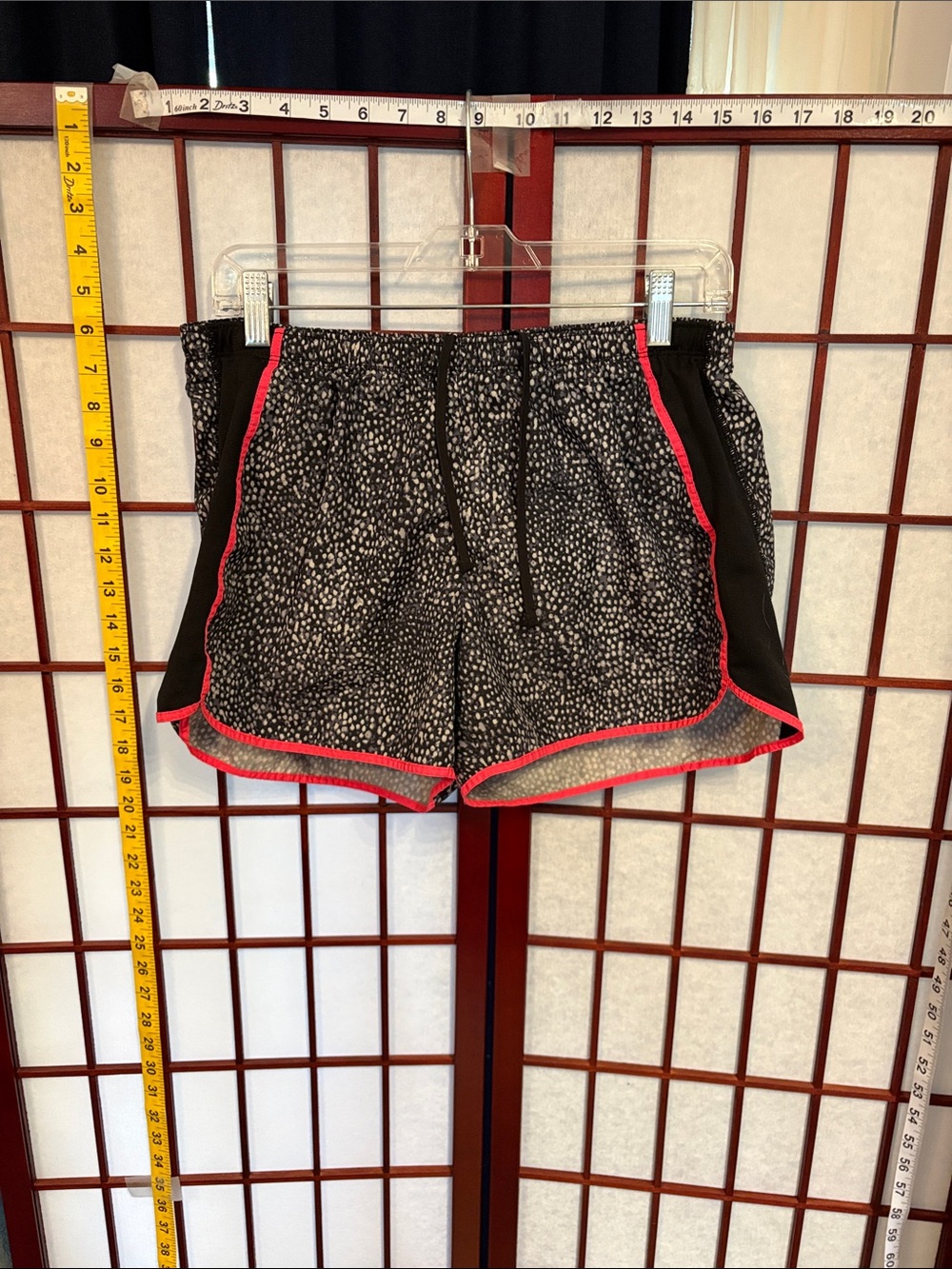 Champion Women's Black Speckle Athletic Shorts with Pink Trim